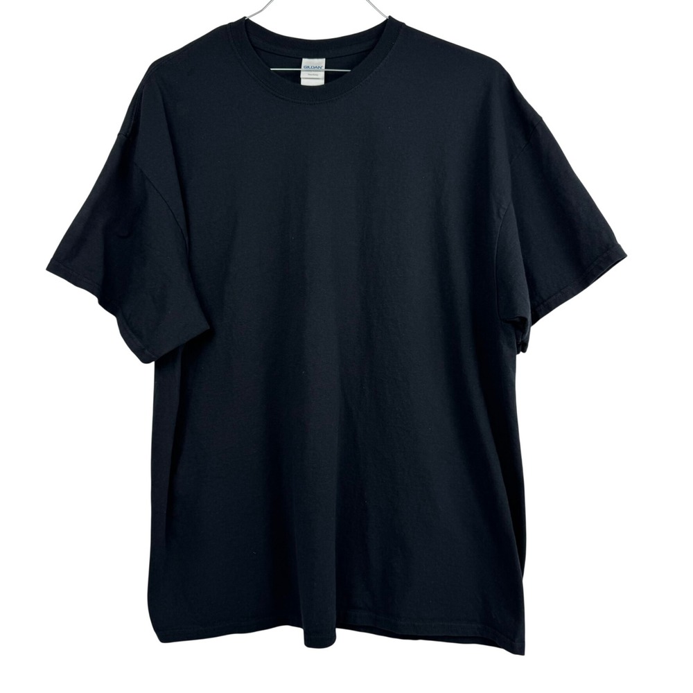 Gildan Cotton Black Blank T-Shirt Men's 2XL Basic‎ Skater Biker Workwear Casual